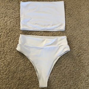 High Waisted White Bikini